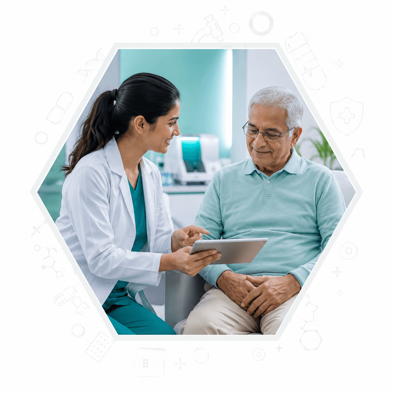 Healthcare professional discussing diagnostic information with a patient