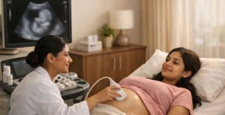 Pregnancy ultrasound report with labeled results for easy understanding